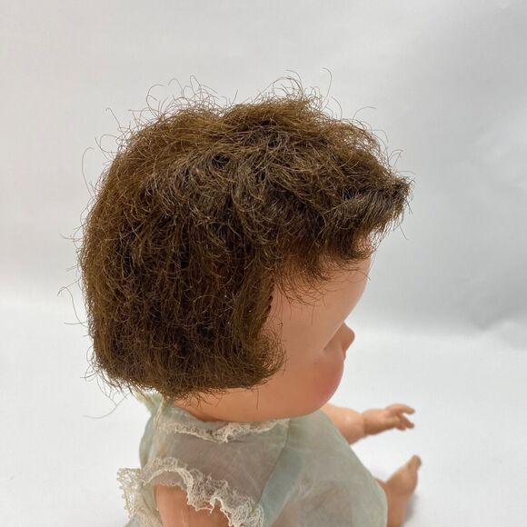 Vintage Creepy Scary Baby Doll Fuzzy Hair Open Close Eyes Rubber Body Move Limbs - Picture 9 of 16